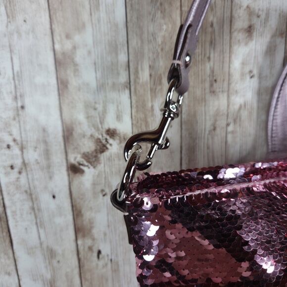 COACH 13821 Poppy Sequin Spotlight Pink Shoulder Bag Tote Special Edition Purse - Picture 7 of 16
